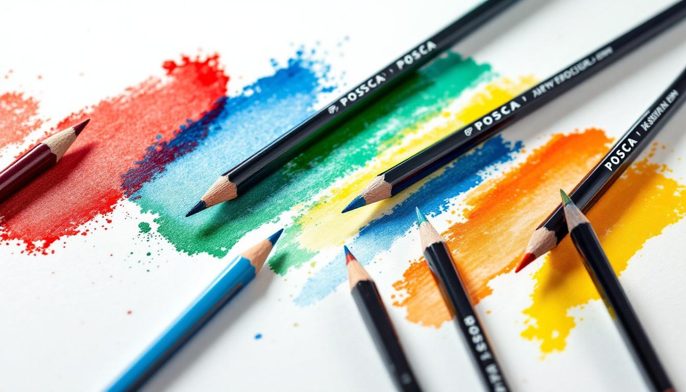 POSCA Pencil - Crayons de couleur en situation avec traits colorés